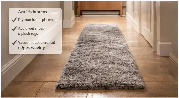 Runner rug near sofa in living room