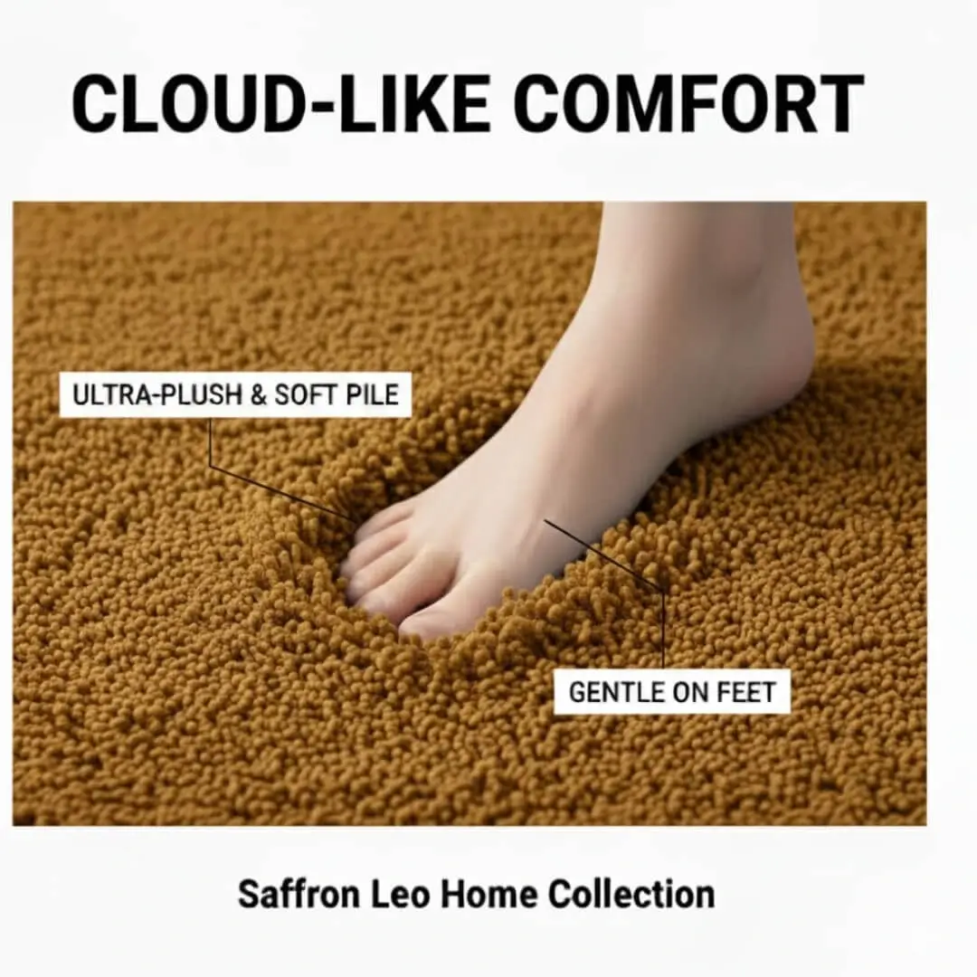Runner Rug & Floor Mat Combo by Saffron Leo (24x55 + 16x24 in) – Soft Anti‑Skid Bedroom & Bathroom Rugs — Quick dry