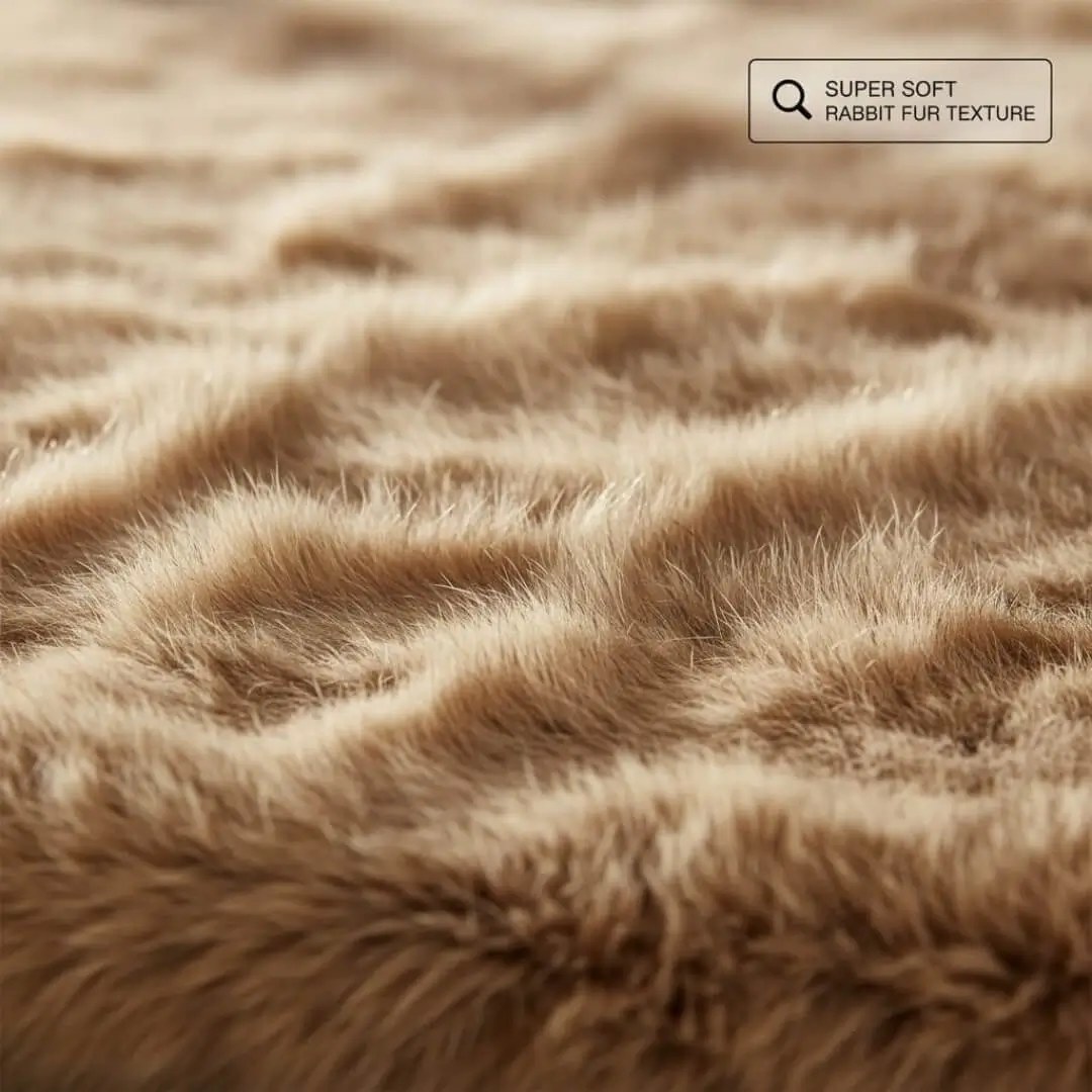 Faux Rabbit Fur Runner Rug by Saffron Leo (55x140 cm) – Plush Bedside Runner Rug for Bedroom | Soft Floor Carpet — Camel — 55 × 140 cm 2