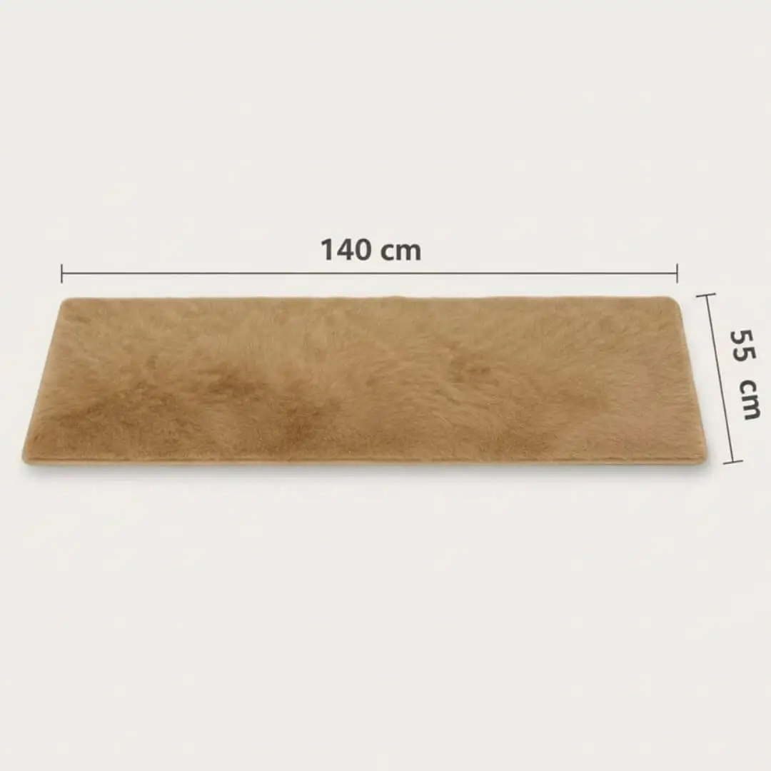 Faux Rabbit Fur Runner Rug by Saffron Leo (55x140 cm) – Plush Bedside Runner Rug for Bedroom | Soft Floor Carpet — Camel — 55 × 140 cm 3