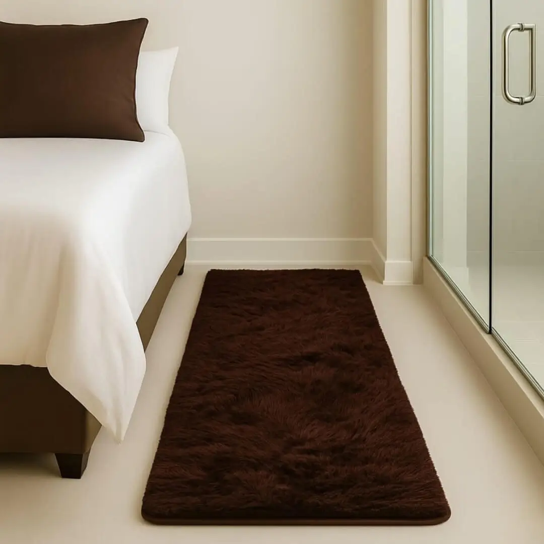 Faux Rabbit Fur Runner Rug by Saffron Leo (55x140 cm) – Plush Bedside Runner Rug for Bedroom | Soft Floor Carpet — PlushFur Rabbit Fur